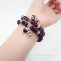 Pulsera onix negro con corona gota colgante pulsera